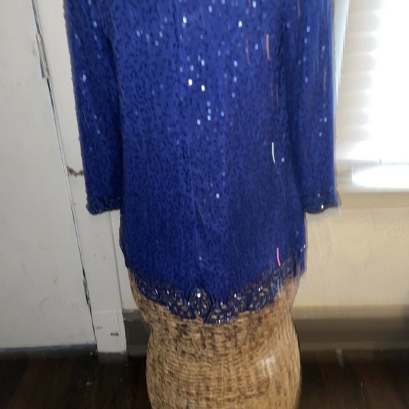 Jean Joseph Le Bon Silk Sequin Top Skirt Set Sz Medium Flaw - Picture 4 of 9